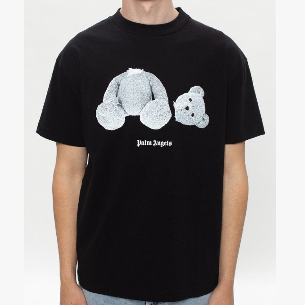 PALM ANGELS BLACK T-SHIRT WITH LOGO